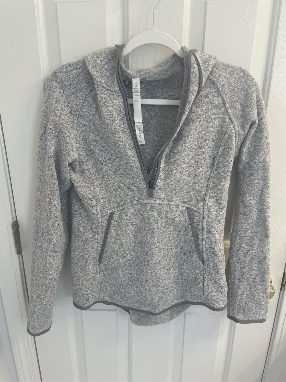 lululemon athletica Fleece and Thank You Heather Gray Half-Zip Hooded Pullover